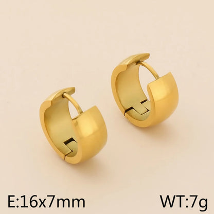 1 Pair Basic Geometric Titanium Steel 18K Gold Plated Hoop Earrings