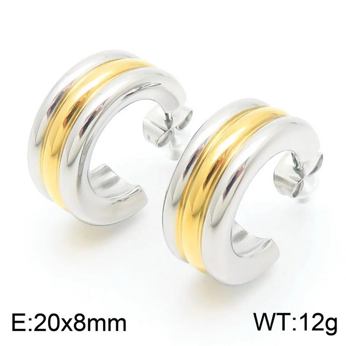 1 Pair Basic Geometric Titanium Steel 18K Gold Plated Hoop Earrings