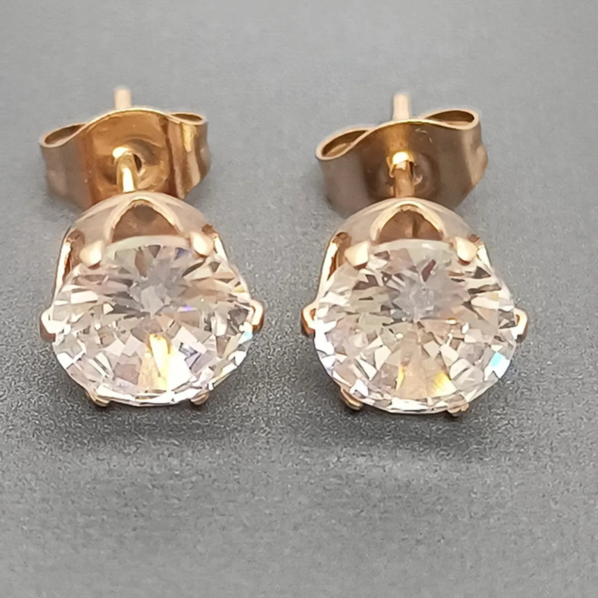 1 Pair Basic Geometric Plating Titanium Steel Zircon Ear Studs