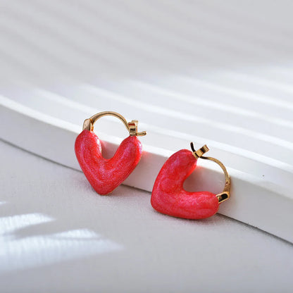 1 Pair Basic Heart Shape Copper Earrings