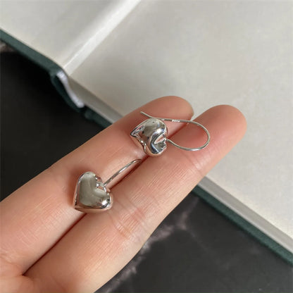 1 Pair Basic Heart Shape Plating Sterling Silver Earrings