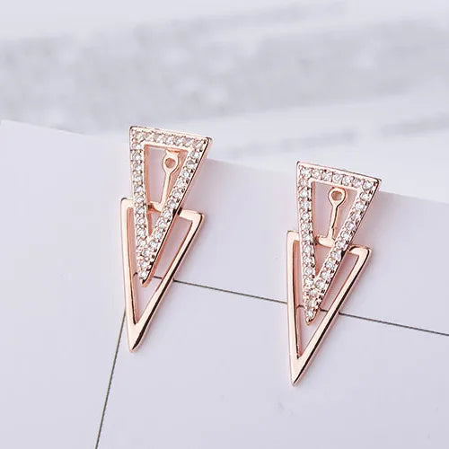 1 Pair Basic Lady Classic Style Triangle Geometric Inlay Copper Zircon Ear Studs