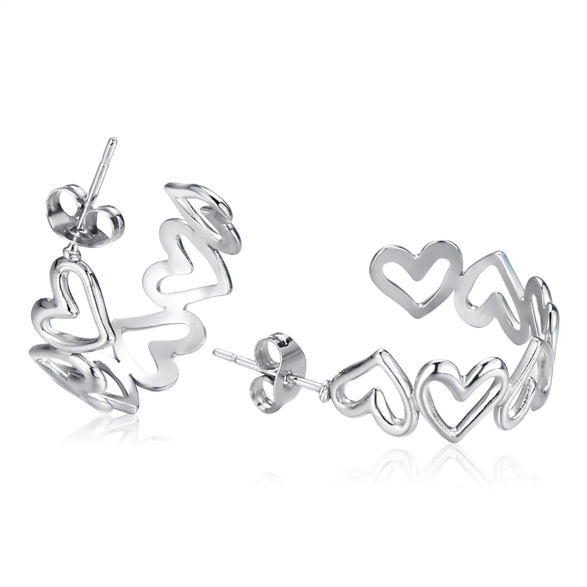 1 Pair Basic Lady Korean Style Heart Shape Plating Stainless Steel Gold Plated Ear Studs