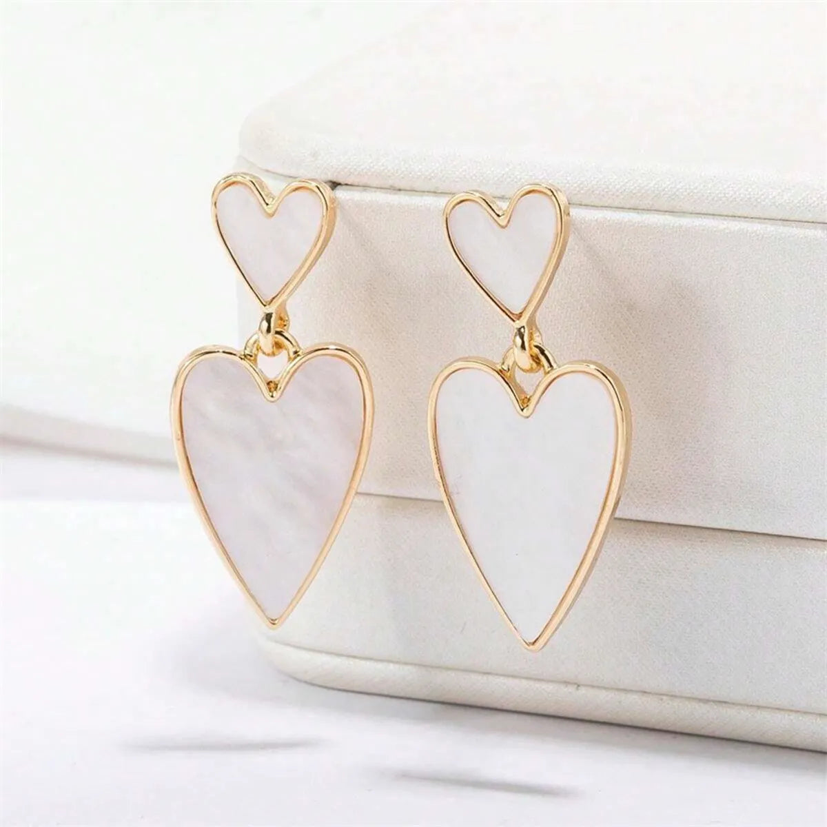 1 Pair Basic Lady Sweet Heart Shape Zinc Alloy Drop Earrings