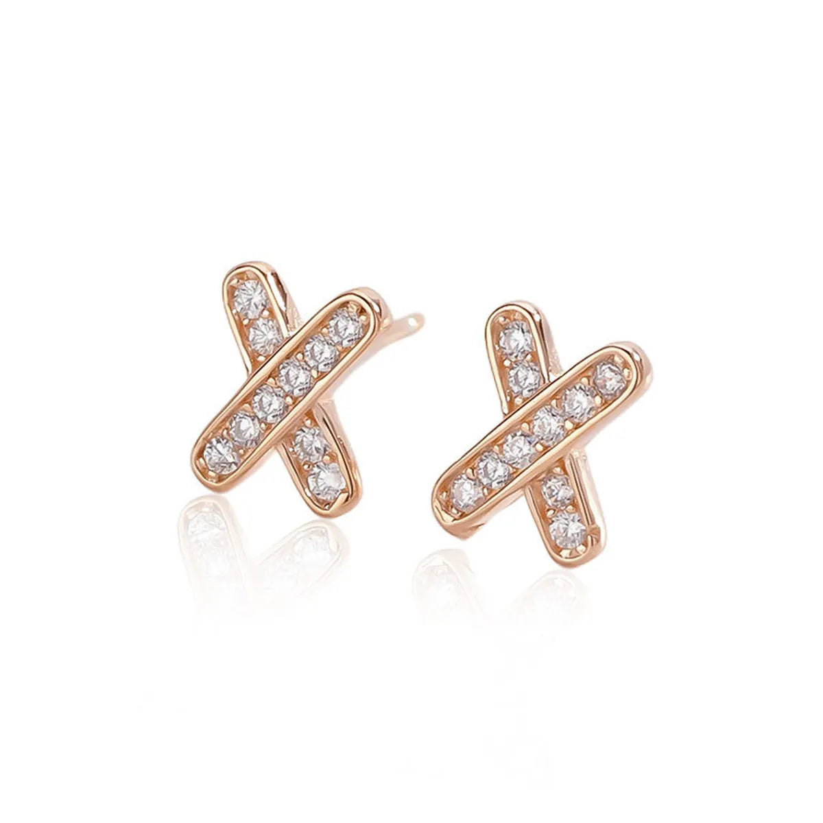 1 Pair Basic Letter Inlay Sterling Silver Zircon Ear Studs