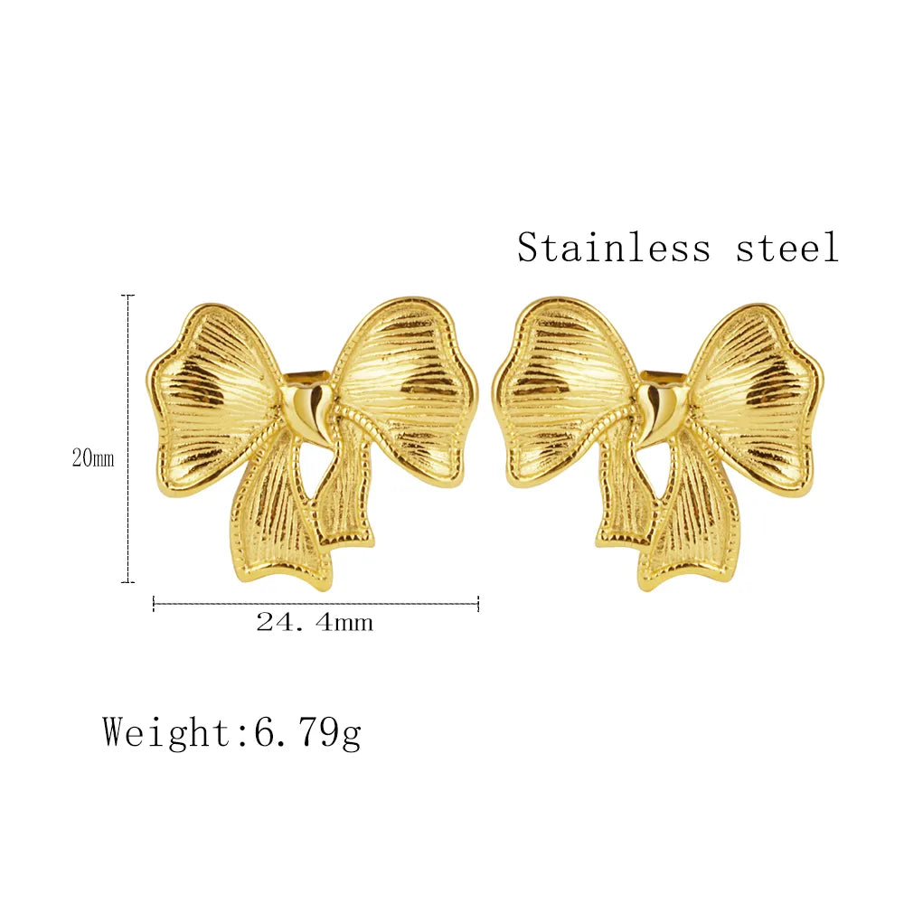 1 Pair Basic Modern Style Classic Style Bow Knot Plating 304 Stainless Steel 18K Gold Plated Ear Studs