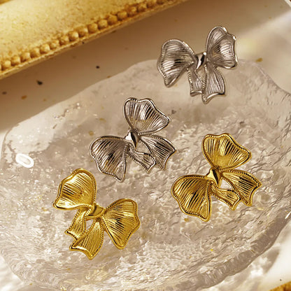 1 Pair Basic Modern Style Classic Style Bow Knot Plating 304 Stainless Steel 18K Gold Plated Ear Studs