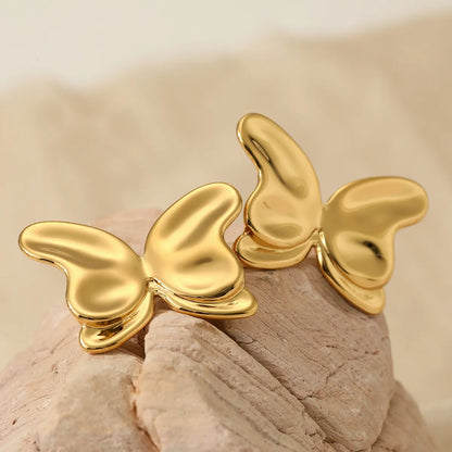 1 Pair Basic Modern Style Classic Style Butterfly 316 Stainless Steel  No Inlaid 16K Gold Plated White Gold Plated Gold Plated Ear Studs