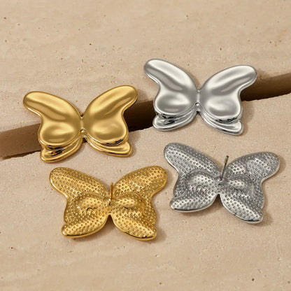 1 Pair Basic Modern Style Classic Style Butterfly 316 Stainless Steel  No Inlaid 16K Gold Plated White Gold Plated Gold Plated Ear Studs