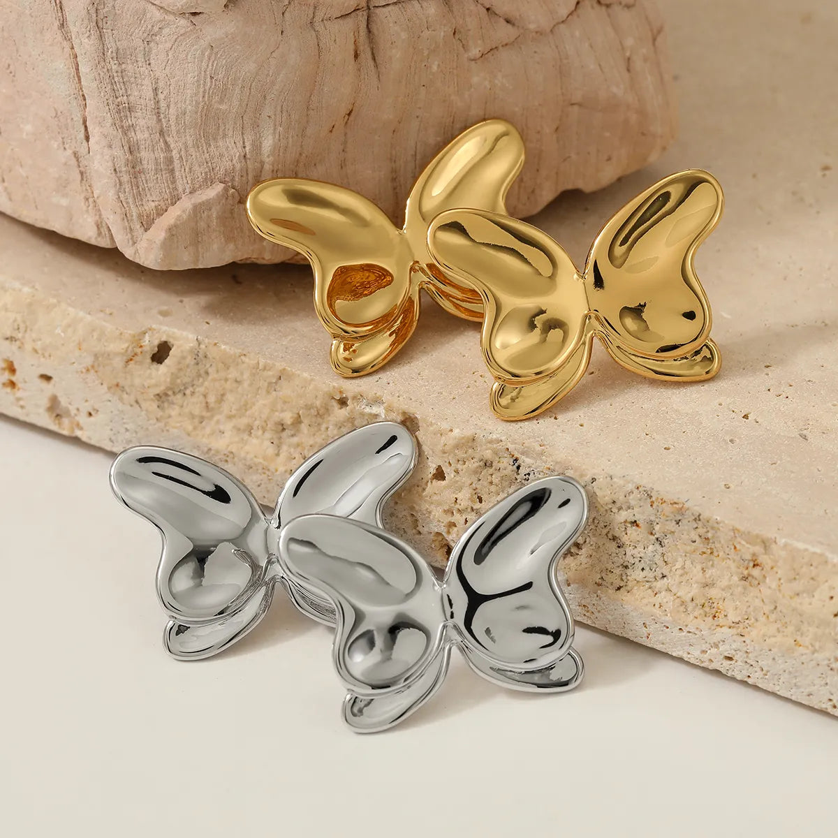 1 Pair Basic Modern Style Classic Style Butterfly 316 Stainless Steel  No Inlaid 16K Gold Plated White Gold Plated Gold Plated Ear Studs