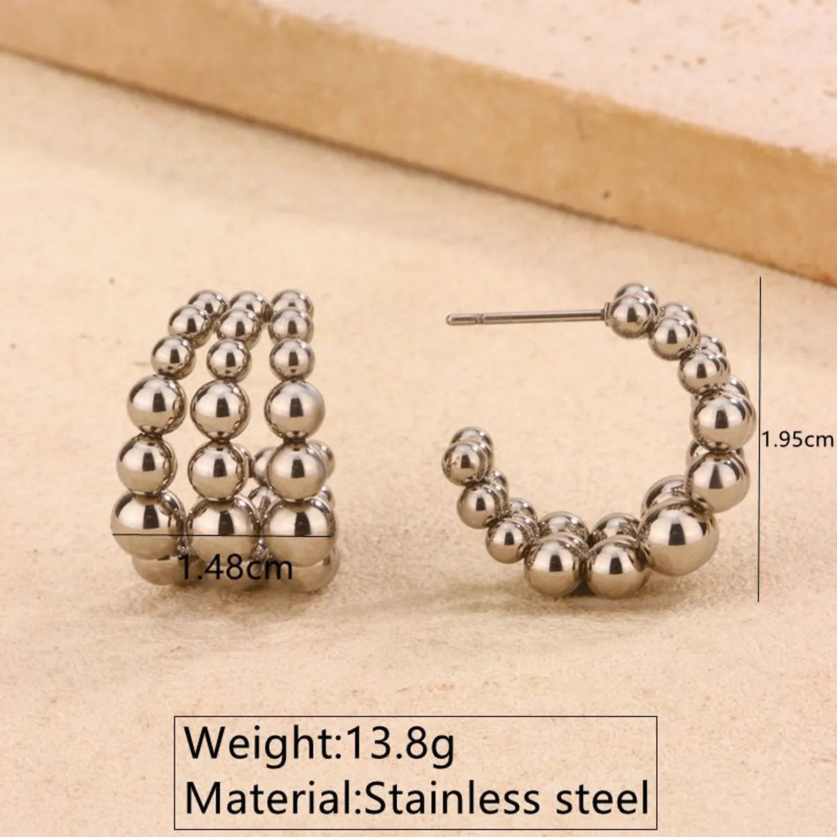 1 Pair Basic Modern Style Classic Style C Shape Geometric Beads 304 Stainless Steel 18K Gold Plated Ear Studs