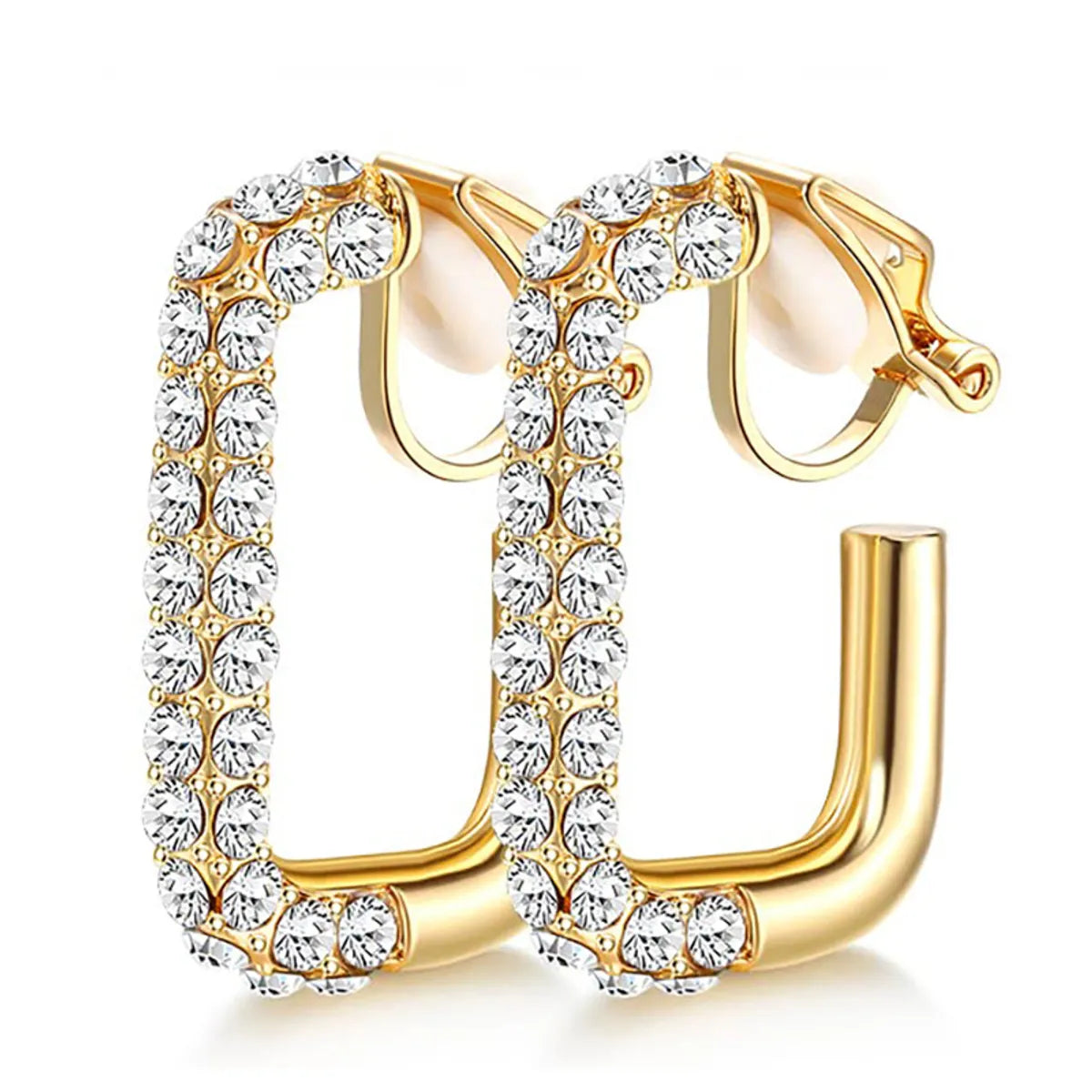 1 Pair Basic Modern Style Classic Style C Shape Geometric Plating Inlay Alloy Rhinestones Ear Cuffs