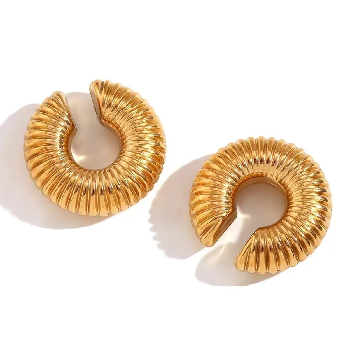 1 Pair Basic Modern Style Classic Style C Shape Geometric Spiral Stripe CCB Ear Cuffs