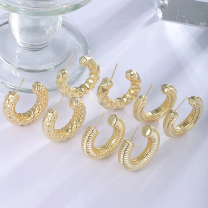 1 Pair Basic Modern Style Classic Style C Shape Plating ABS Plastic 14K Gold Plated Ear Studs