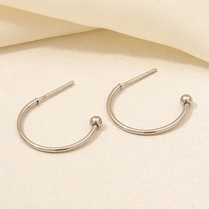 1 Pair Basic Modern Style Classic Style C Shape Solid Color Twist Plating 304 Stainless Steel 18K Gold Plated Ear Studs