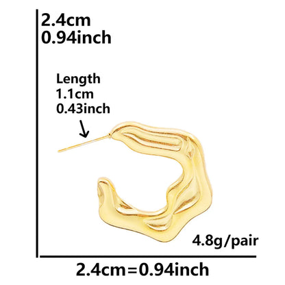 1 Pair Basic Modern Style Classic Style C Shape U Shape Solid Color Irregular Plating 304 Stainless Steel 18K Gold Plated Earrings Ear Studs