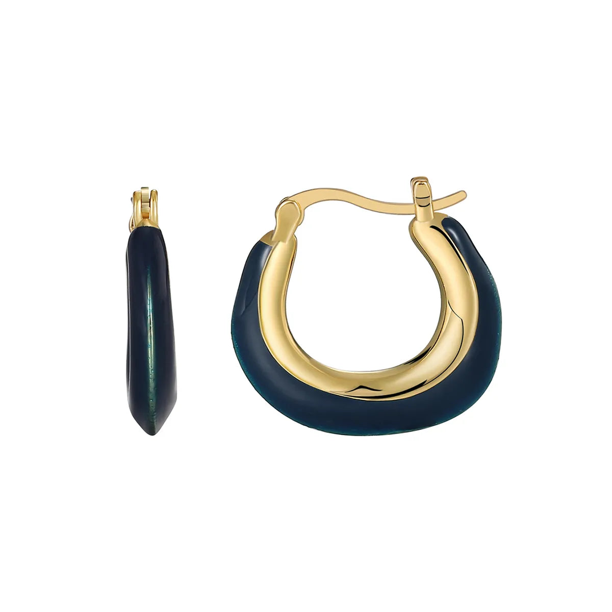 1 Pair Basic Modern Style Classic Style Circle Enamel Epoxy Inlay Brass Zircon 18K Gold Plated Hoop Earrings