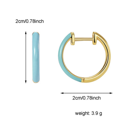 1 Pair Basic Modern Style Classic Style Circle Enamel Epoxy Inlay Brass Zircon 18K Gold Plated Hoop Earrings