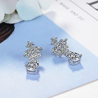 1 Pair Basic Modern Style Classic Style Crown Inlay Copper Zircon Drop Earrings