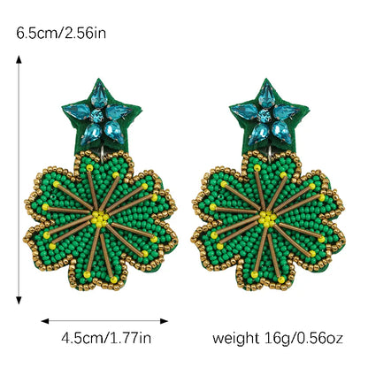 1 Pair Basic Modern Style Classic Style Flower Beaded Inlay Seed Bead Rhinestones Drop Earrings