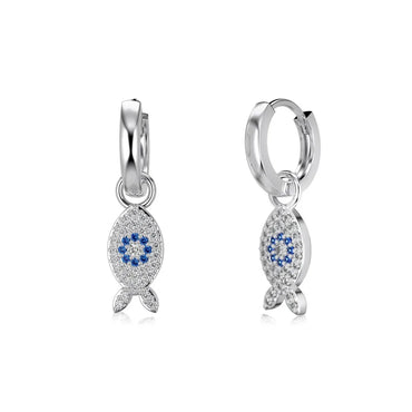 1 Pair Basic Modern Style Classic Style Geometric Fish Plating Inlay Sterling Silver Zircon Drop Earrings