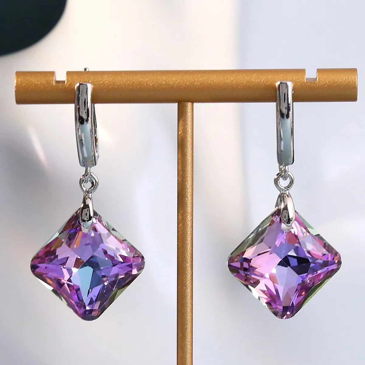 1 Pair Basic Modern Style Classic Style Geometric Glass Copper Alloy Drop Earrings