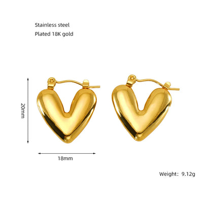 1 Pair Basic Modern Style Classic Style Geometric Heart Shape Eye Plating 304 Stainless Steel Hoop Earrings