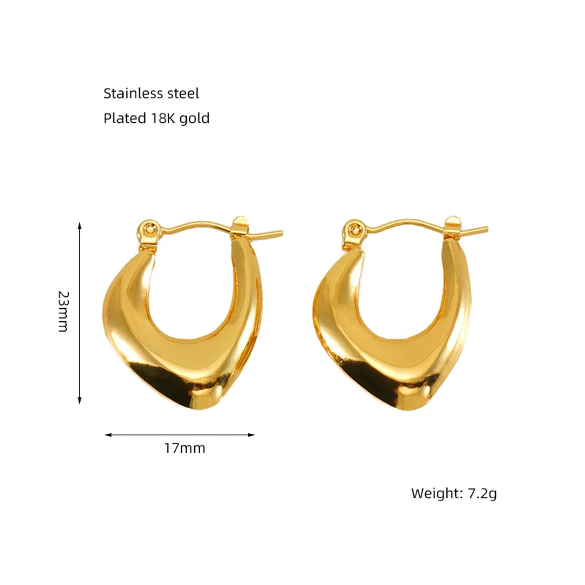 1 Pair Basic Modern Style Classic Style Geometric Heart Shape Eye Plating 304 Stainless Steel Hoop Earrings