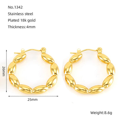 1 Pair Basic Modern Style Classic Style Geometric Heart Shape Plating 304 Stainless Steel 18K Gold Plated Hoop Earrings