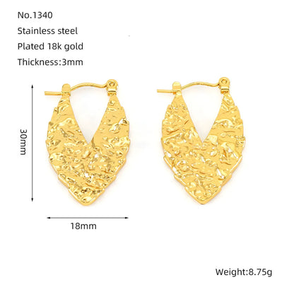 1 Pair Basic Modern Style Classic Style Geometric Heart Shape Plating 304 Stainless Steel 18K Gold Plated Hoop Earrings