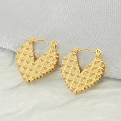 1 Pair Basic Modern Style Classic Style Geometric Heart Shape Plating 304 Stainless Steel 18K Gold Plated Hoop Earrings