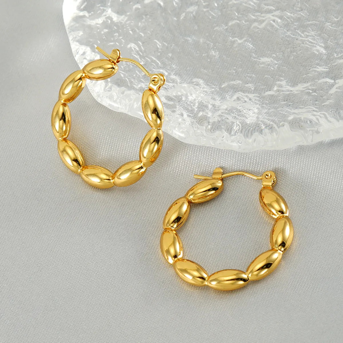 1 Pair Basic Modern Style Classic Style Geometric Heart Shape Plating 304 Stainless Steel 18K Gold Plated Hoop Earrings