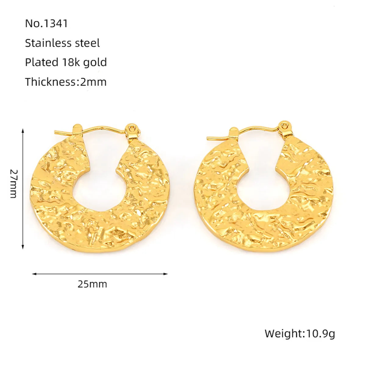 1 Pair Basic Modern Style Classic Style Geometric Heart Shape Plating 304 Stainless Steel 18K Gold Plated Hoop Earrings