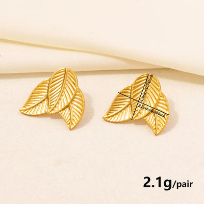 1 Pair Basic Modern Style Classic Style Geometric Leaves Flower Plating 304 Stainless Steel 18K Gold Plated Ear Studs