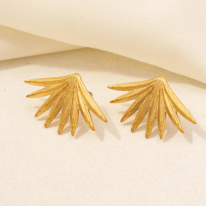 1 Pair Basic Modern Style Classic Style Geometric Leaves Flower Plating 304 Stainless Steel 18K Gold Plated Ear Studs