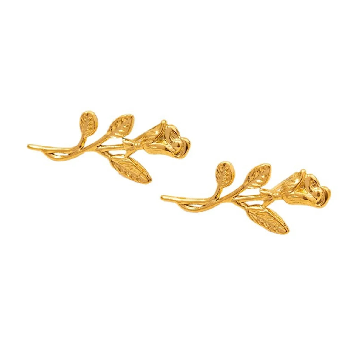 1 Pair Basic Modern Style Classic Style Geometric Leaves Flower Plating 304 Stainless Steel 18K Gold Plated Ear Studs