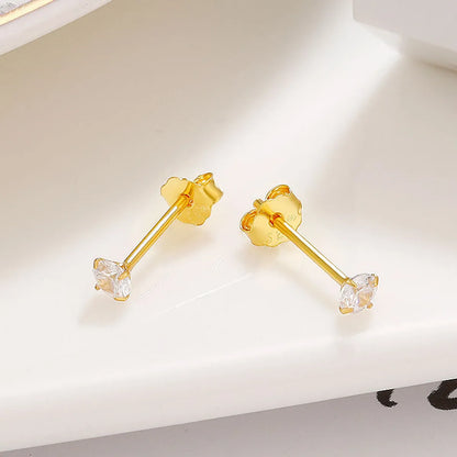 1 Pair Basic Modern Style Classic Style Geometric Plating Inlay Sterling Silver Zircon Ear Studs