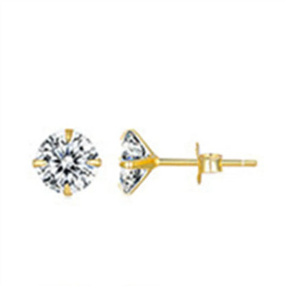 1 Pair Basic Modern Style Classic Style Geometric Plating Inlay Sterling Silver Zircon Ear Studs