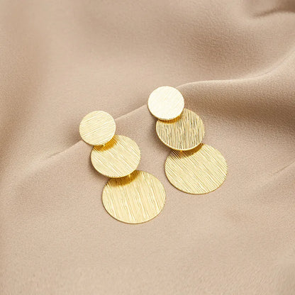 1 Pair Basic Modern Style Classic Style Geometric Round Iron 14K Gold Plated Drop Earrings