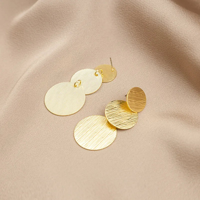 1 Pair Basic Modern Style Classic Style Geometric Round Iron 14K Gold Plated Drop Earrings