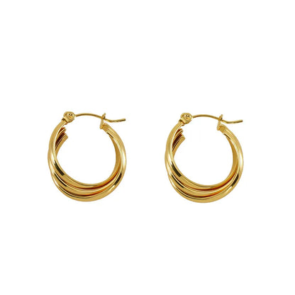 1 Pair Basic Modern Style Classic Style Geometric Solid Color Plating 304 Stainless Steel 18K Gold Plated Hoop Earrings