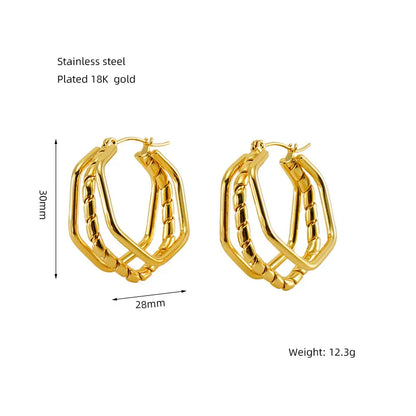 1 Pair Basic Modern Style Classic Style Geometric Solid Color Plating 304 Stainless Steel 18K Gold Plated Hoop Earrings