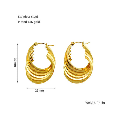 1 Pair Basic Modern Style Classic Style Geometric Solid Color Plating 304 Stainless Steel 18K Gold Plated Hoop Earrings