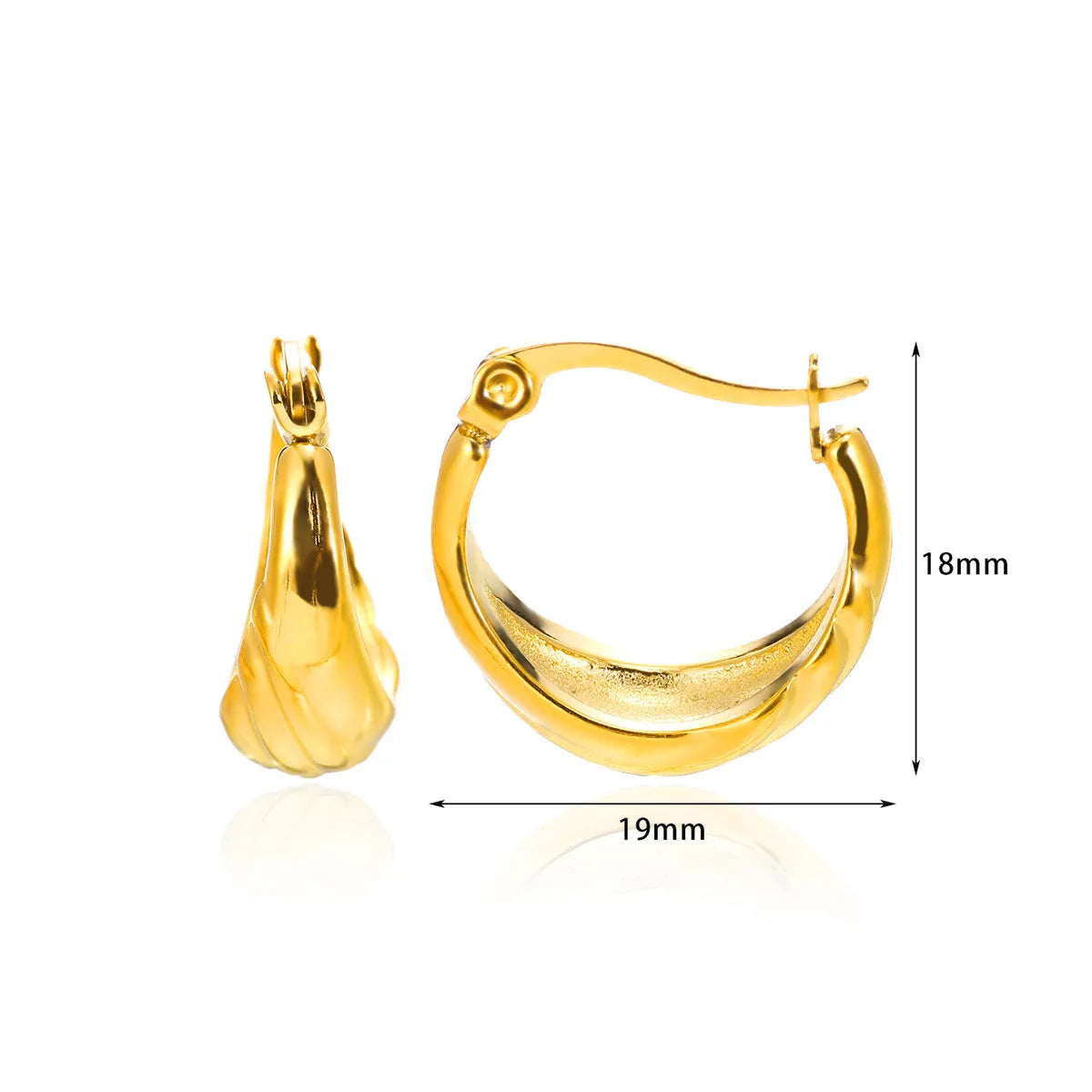 1 Pair Basic Modern Style Classic Style Geometric Solid Color Plating 304 Stainless Steel 18K Gold Plated Hoop Earrings