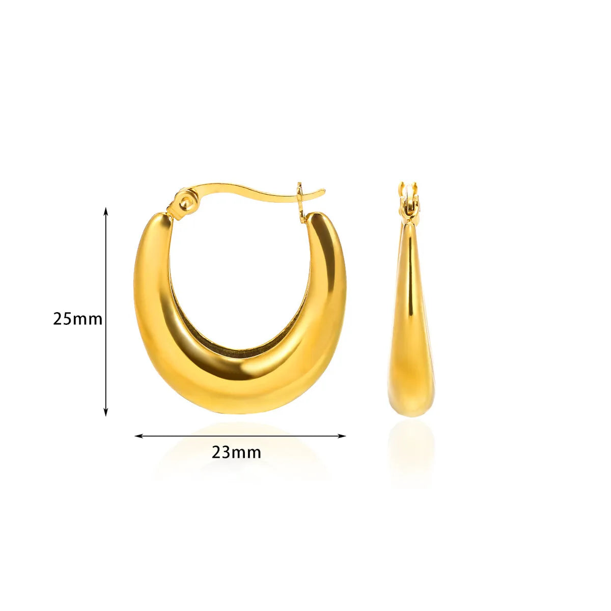 1 Pair Basic Modern Style Classic Style Geometric Solid Color Plating 304 Stainless Steel 18K Gold Plated Hoop Earrings