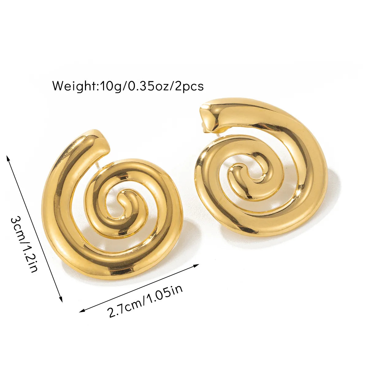 1 Pair Basic Modern Style Classic Style Geometric Spiral Stripe Polishing 304 Stainless Steel Ear Studs