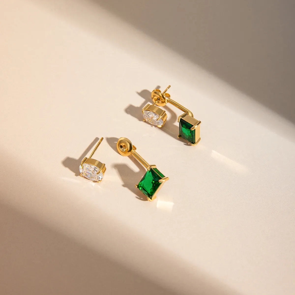 1 Pair Basic Modern Style Classic Style Geometric Square Inlay 304 Stainless Steel Zircon 18K Gold Plated Drop Earrings