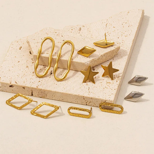1 Pair Basic Modern Style Classic Style Geometric Star Rhombus Plating 304 Stainless Steel 18K Gold Plated Ear Studs