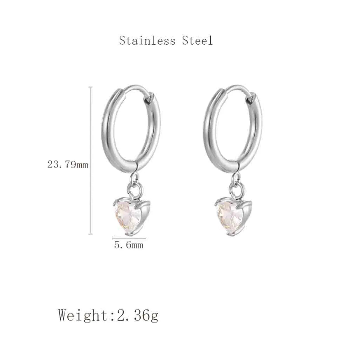 1 Pair Basic Modern Style Classic Style Heart Shape Inlay 304 Stainless Steel Rhinestones 18K Gold Plated Drop Earrings