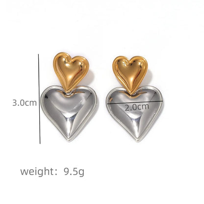 1 Pair Basic Modern Style Classic Style Heart Shape Plating 304 Stainless Steel Drop Earrings